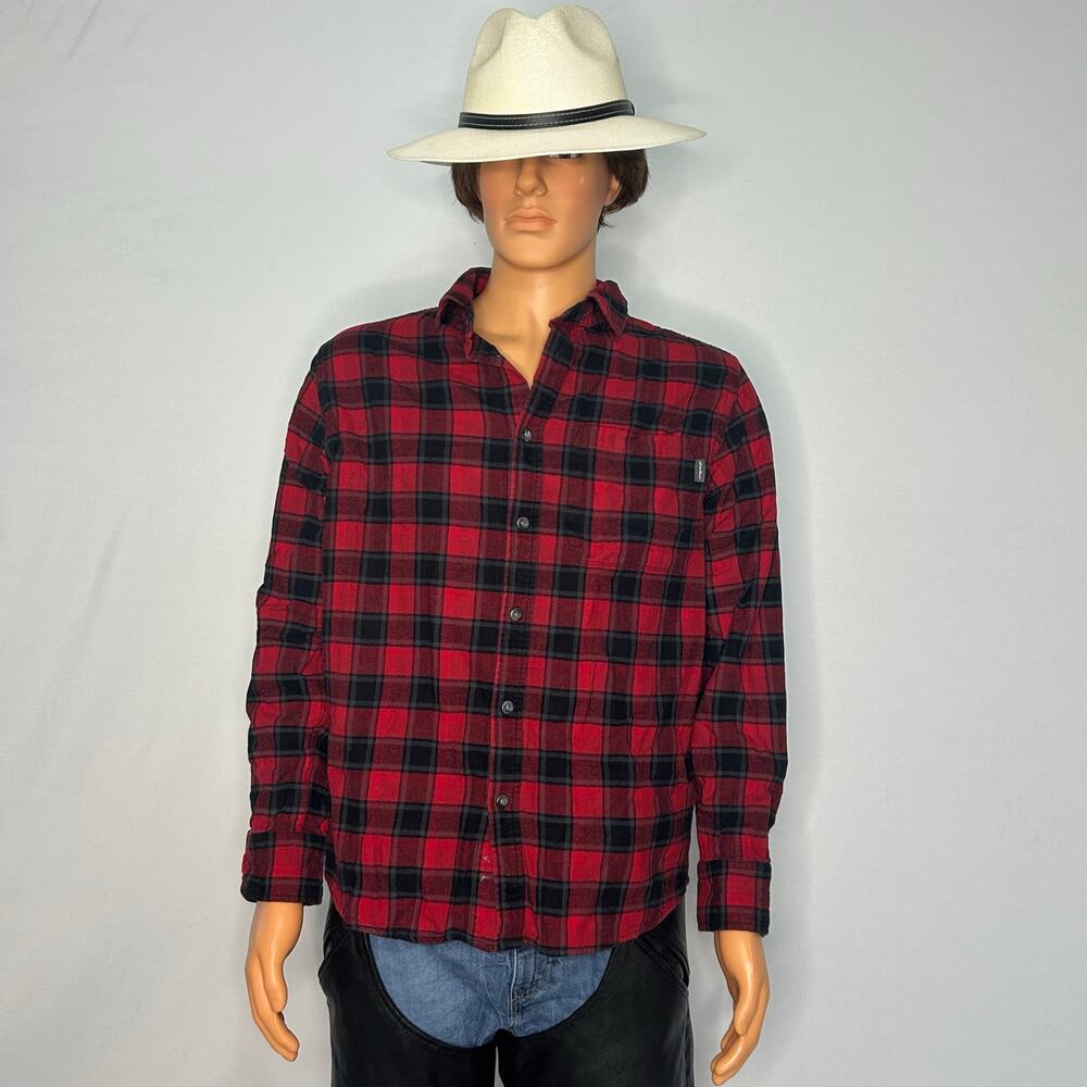 Eddie Bauer Men’s Medium Red Black Buffalo Plaid Cotton Flannel Shirt